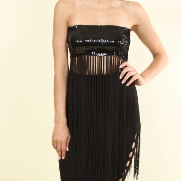 SEXY 💕 SEQUIN FRINGE STRAPLESS TOP 💕GRAB IT NOW - Picture 3 of 5